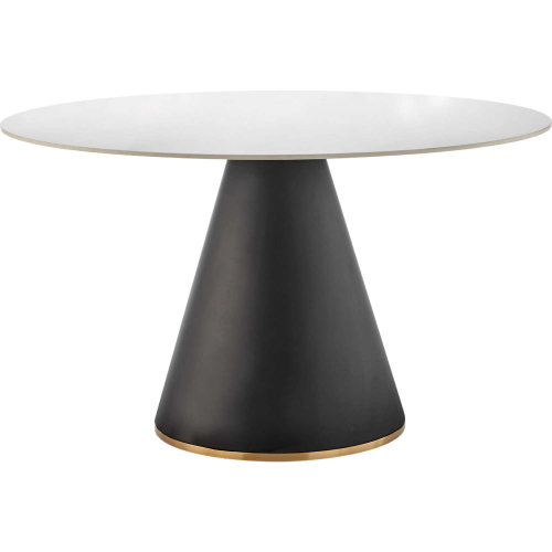 Geneva 51" Round Dining Table in Ceramic, Black & Gold